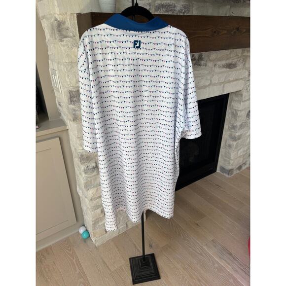 Foot Joy Men's Flag White Banner Print Lisle Golf Polo Shirt Size 2XL - Picture 5 of 7